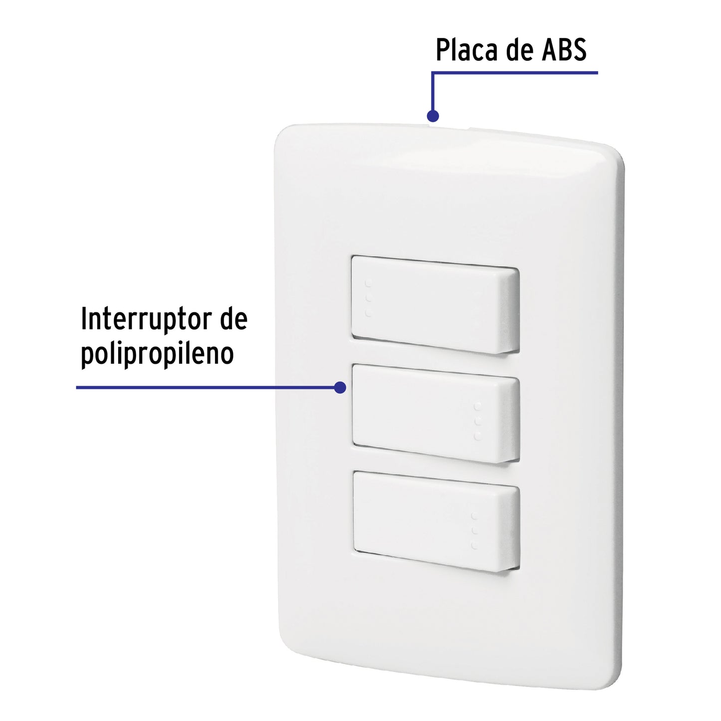 Placa armada 2 interruptores 1escalera blanco,línea Italiana | PA-APTR-EIB | 46464