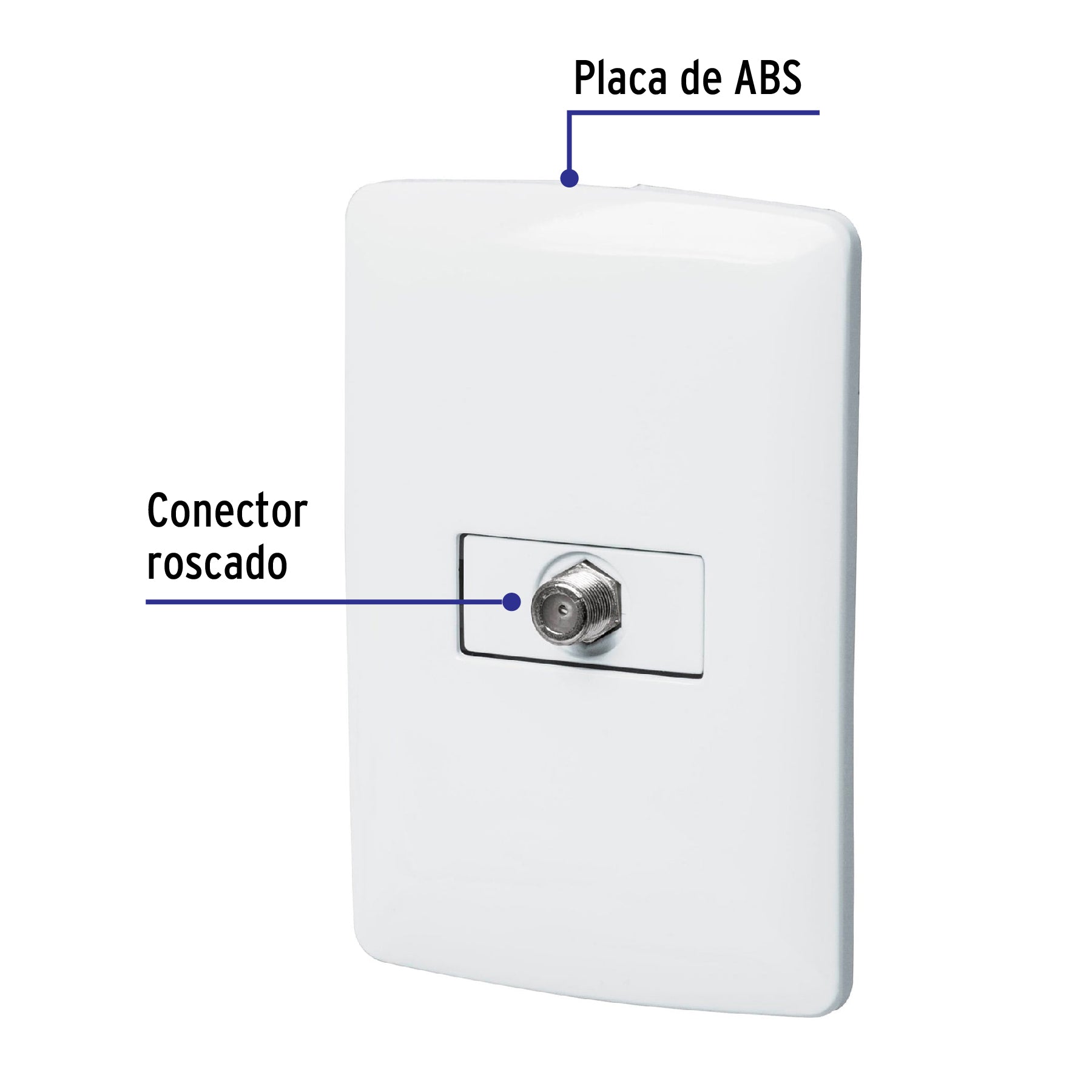 Placa armada con conexión para TV, blanco, línea Italiana | PA-TV-IB | 46466