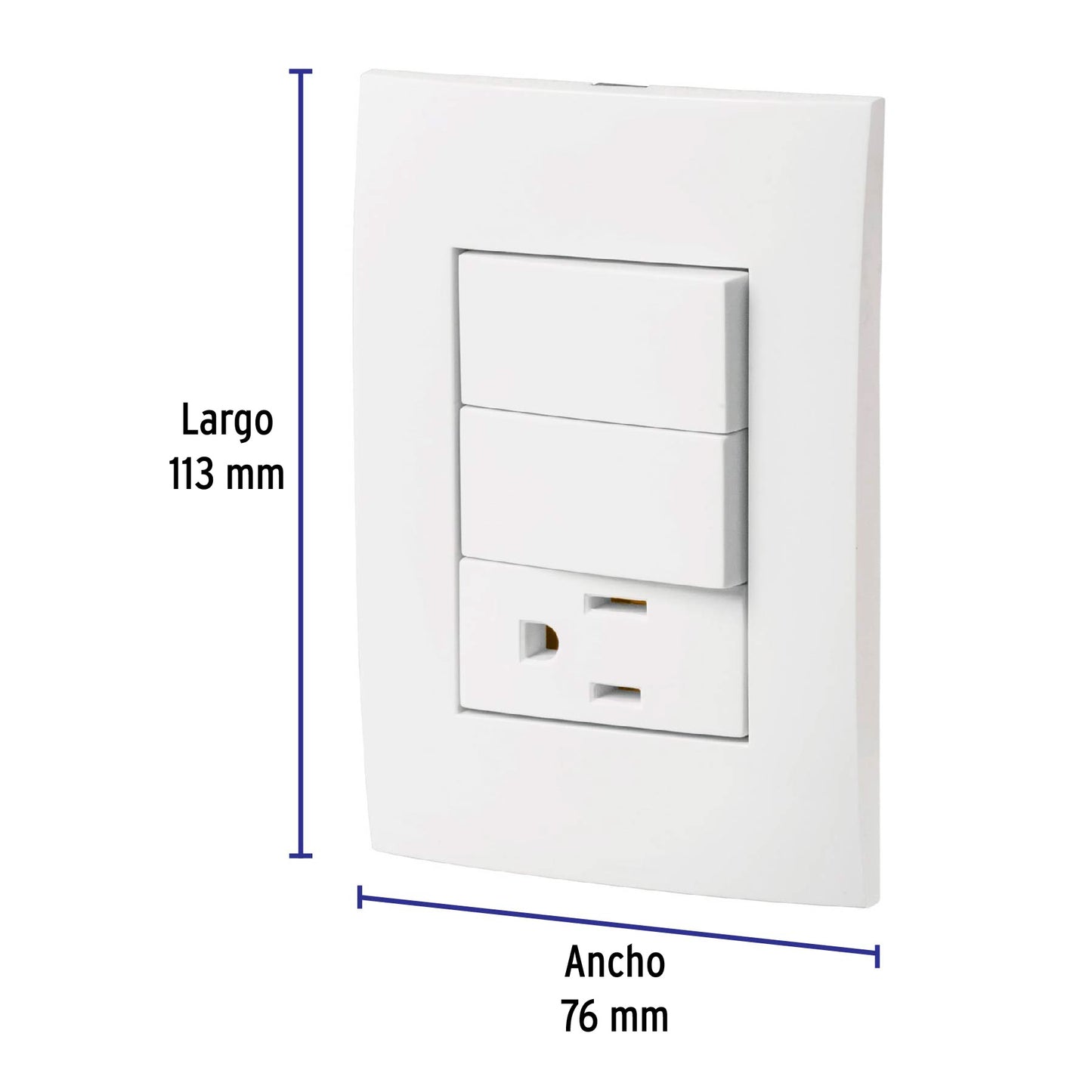 Placa armada contacto y 2 interruptores, línea Oslo, blanco | PA-APCO-O2B | 46488