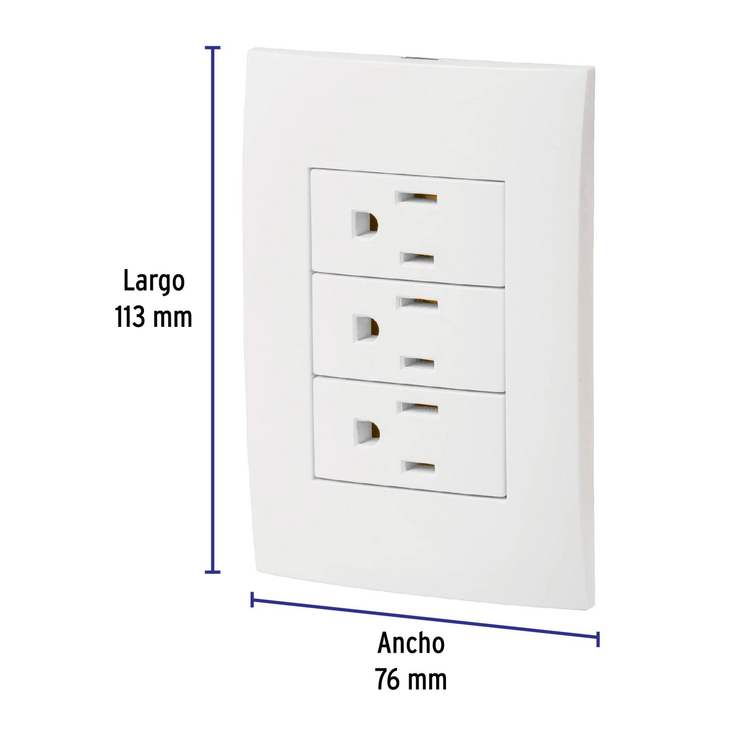 Placa armada 3 contactos aterrizados, línea Oslo, blanco | PA-COTR-OB | 46491