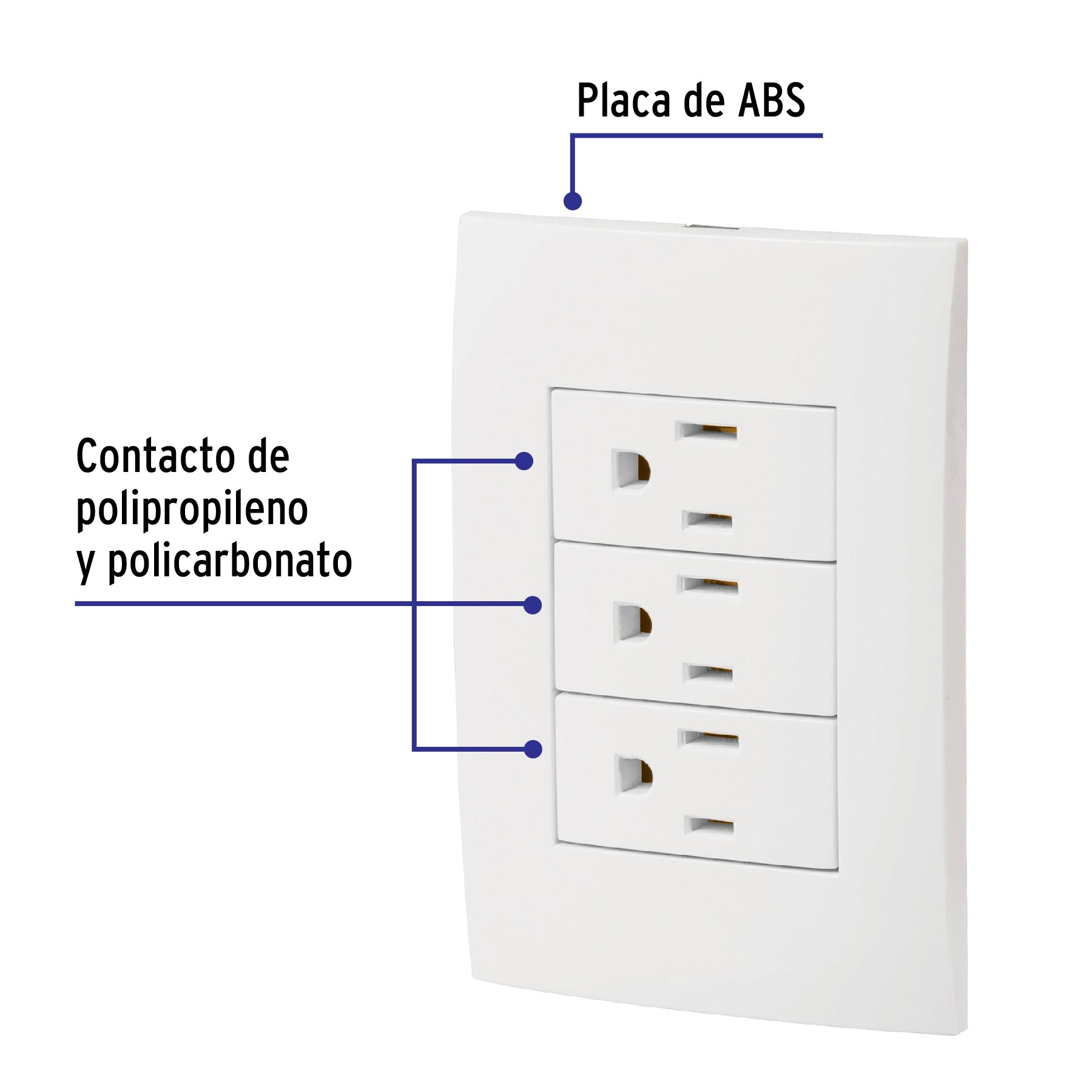 Placa armada 3 contactos aterrizados, línea Oslo, blanco | PA-COTR-OB | 46491