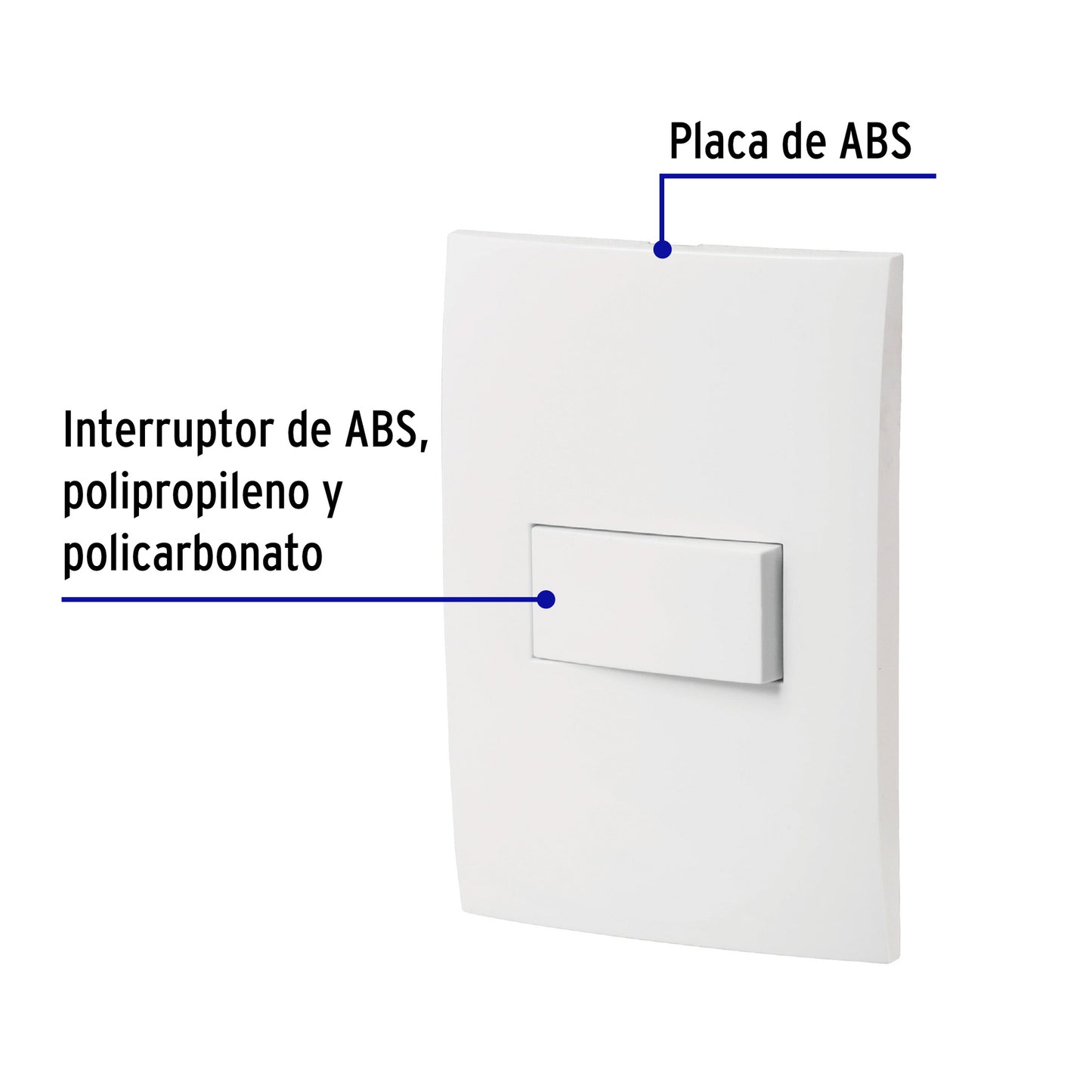 Placa armada con interruptor sencillo, línea Oslo, blanco | PA-APSE-OB | 46492