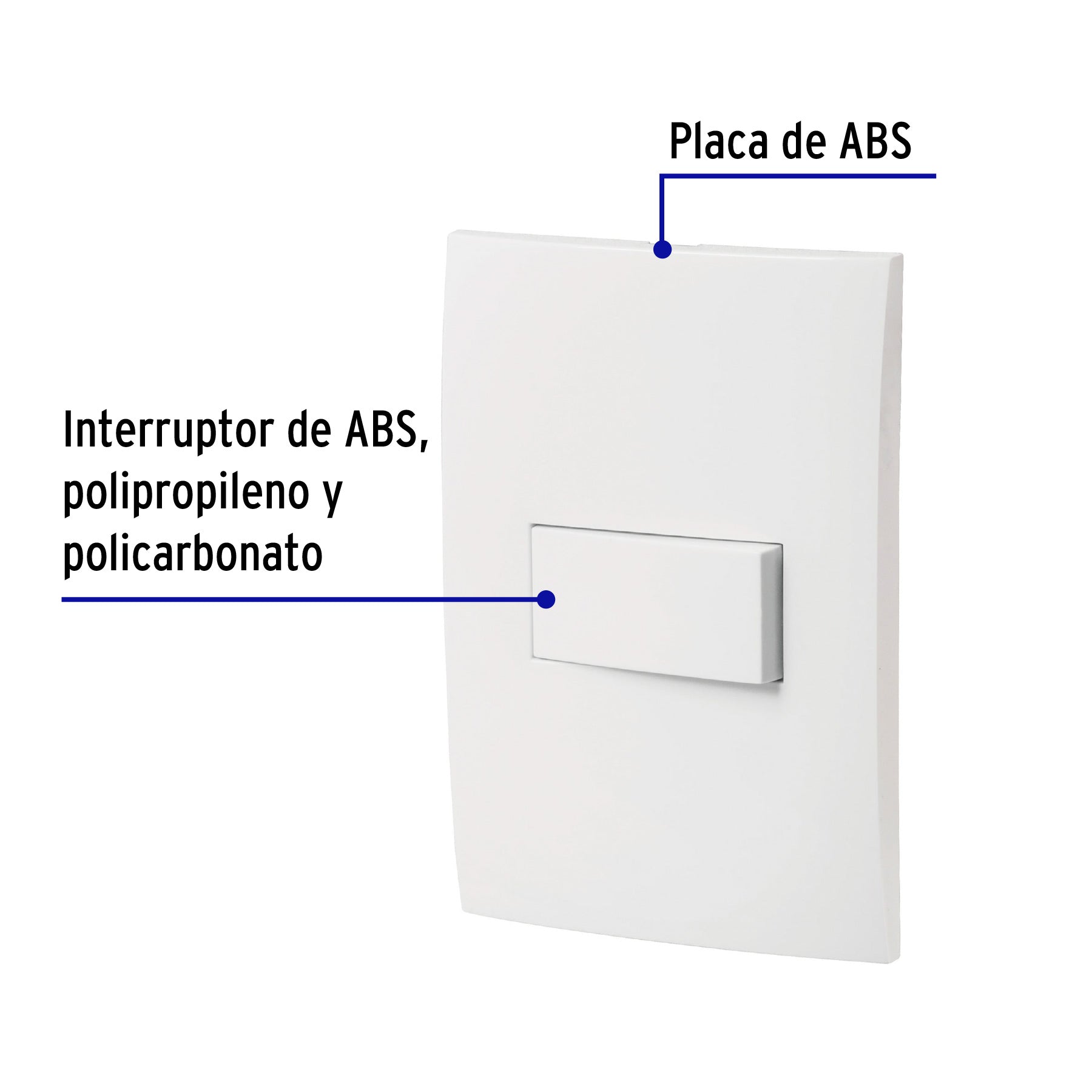 Placa armada con interruptor sencillo, línea Oslo, blanco | PA-APSE-OB | 46492