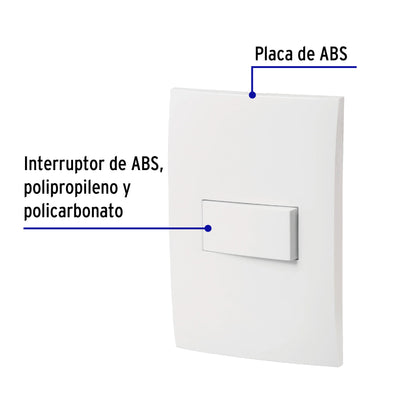 Placa armada con interruptor sencillo, línea Oslo, blanco | PA-APSE-OB | 46492