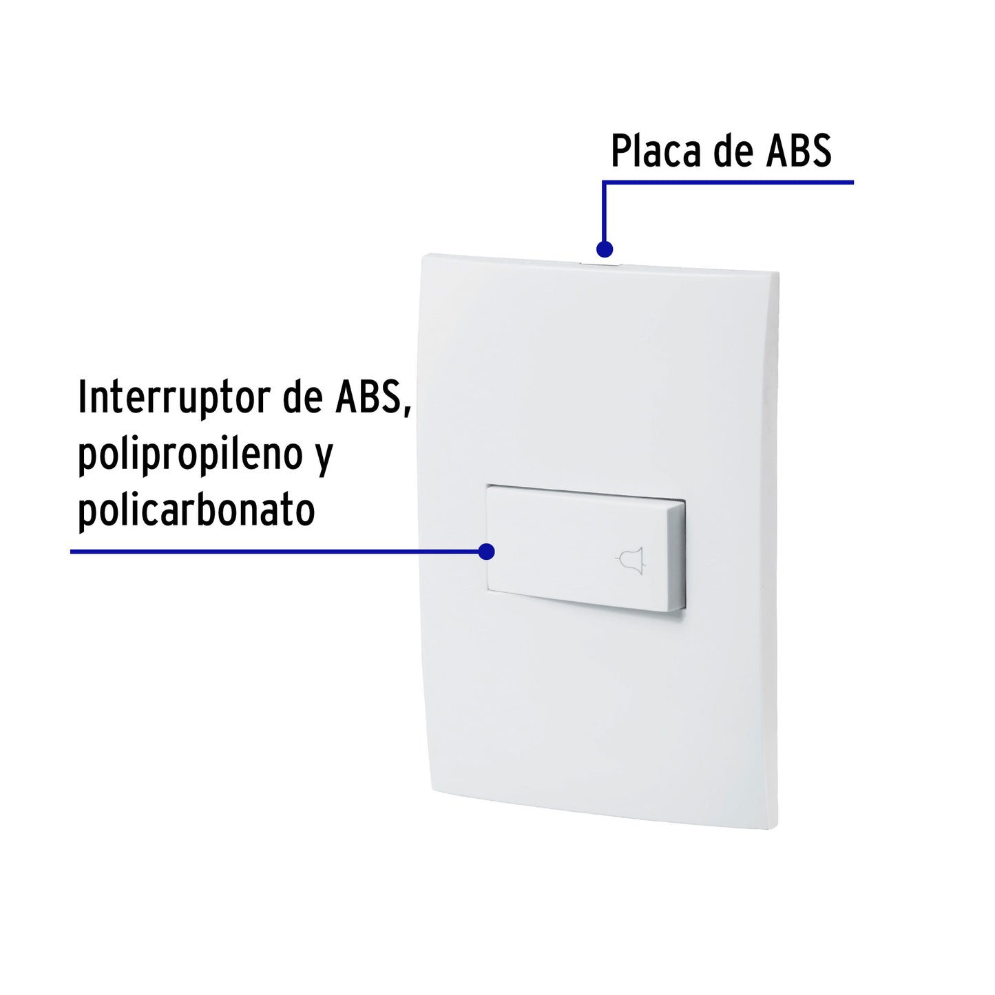 Placa armada con timbre, línea Oslo, color blanco, Volteck | PA-TI-OB | 46498