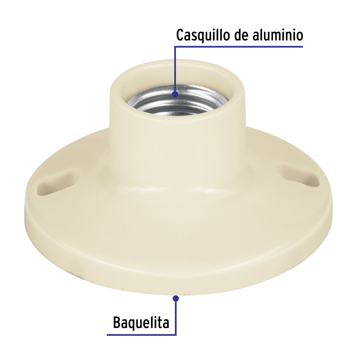Portalámpara de baquelita, 3-1/2', Volteck | POPL-10 | 46519