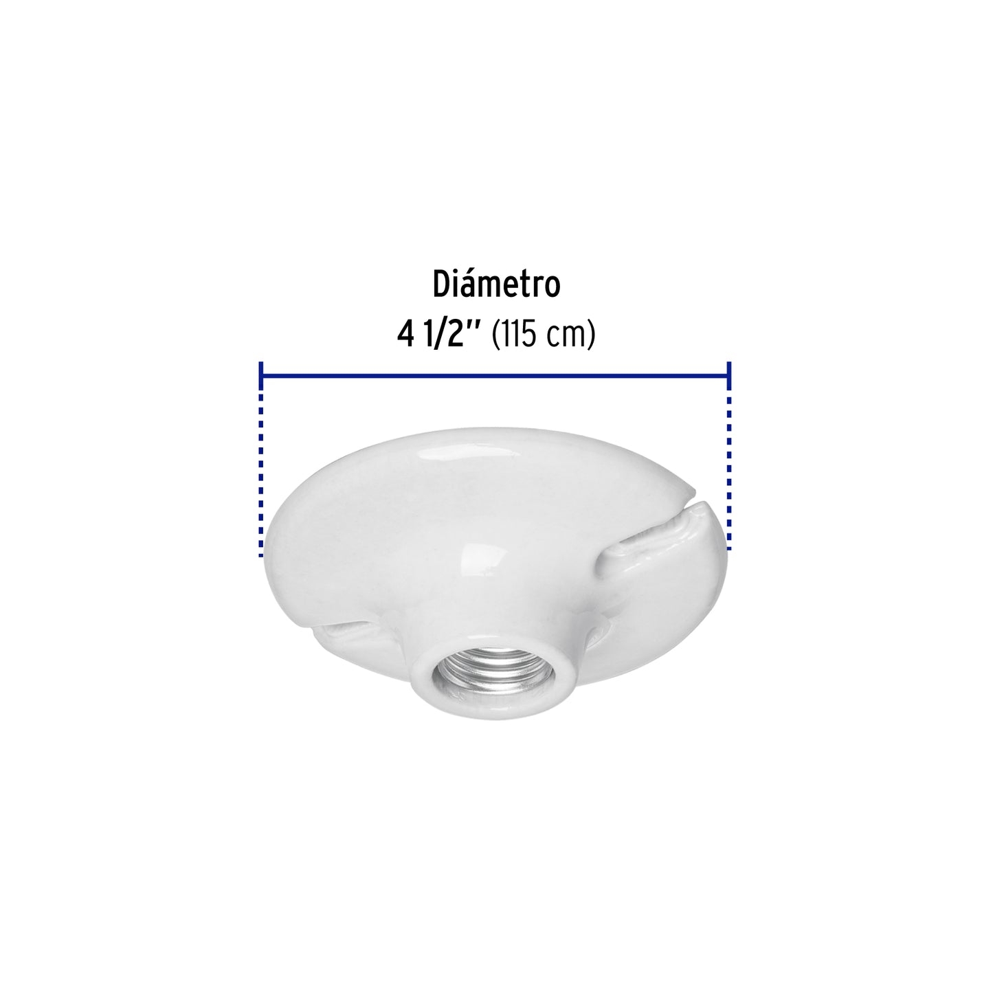 Portalámpara de porcelana, 4-1/2', redonda, Volteck | POPO-18 | 46524