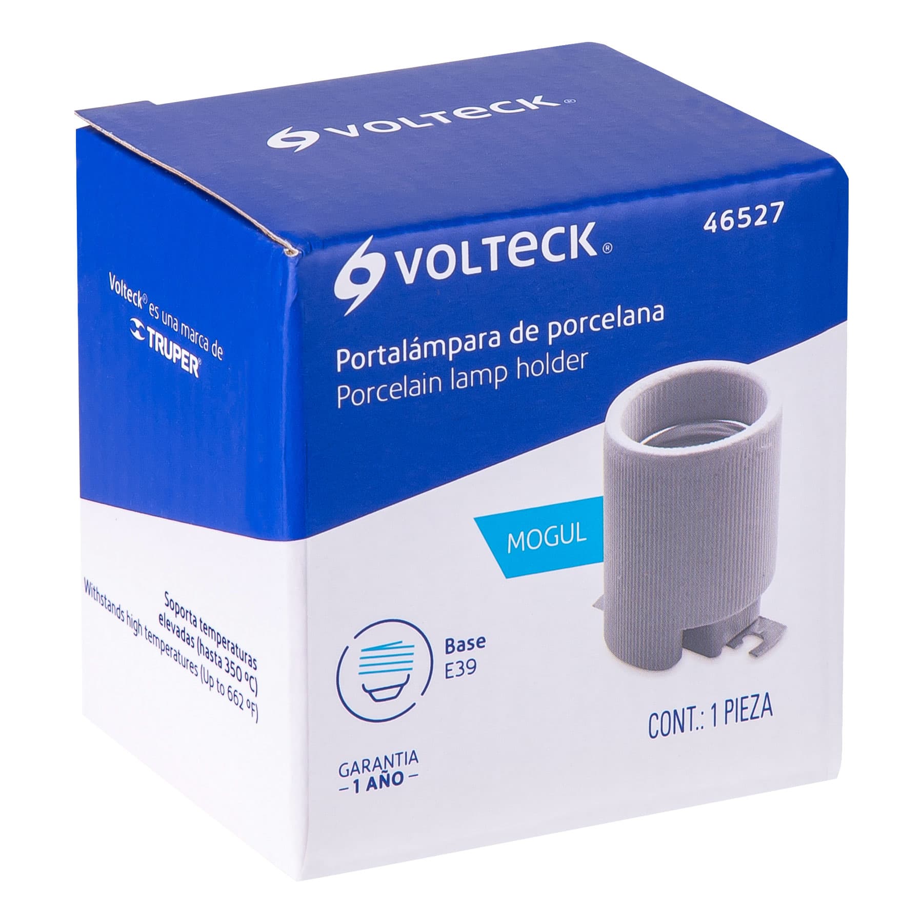 Portalámpara de porcelana, base tipo Mogul (E39), Volteck | POPO-19 | 46527