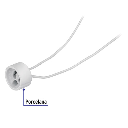 Portalámpara de porcelana para base GU10, Volteck | POPO-21 | 46540