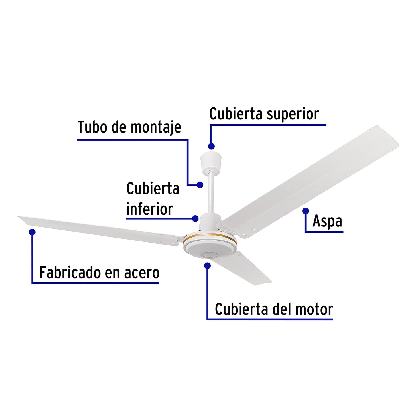 Ventilador de techo para interior, 56', blanco, VOLTECK | VENT-56 | 46560