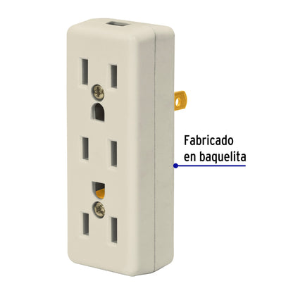 Multicontacto triple, 2 polos + tierra, Volteck | MUL-305 | 46814