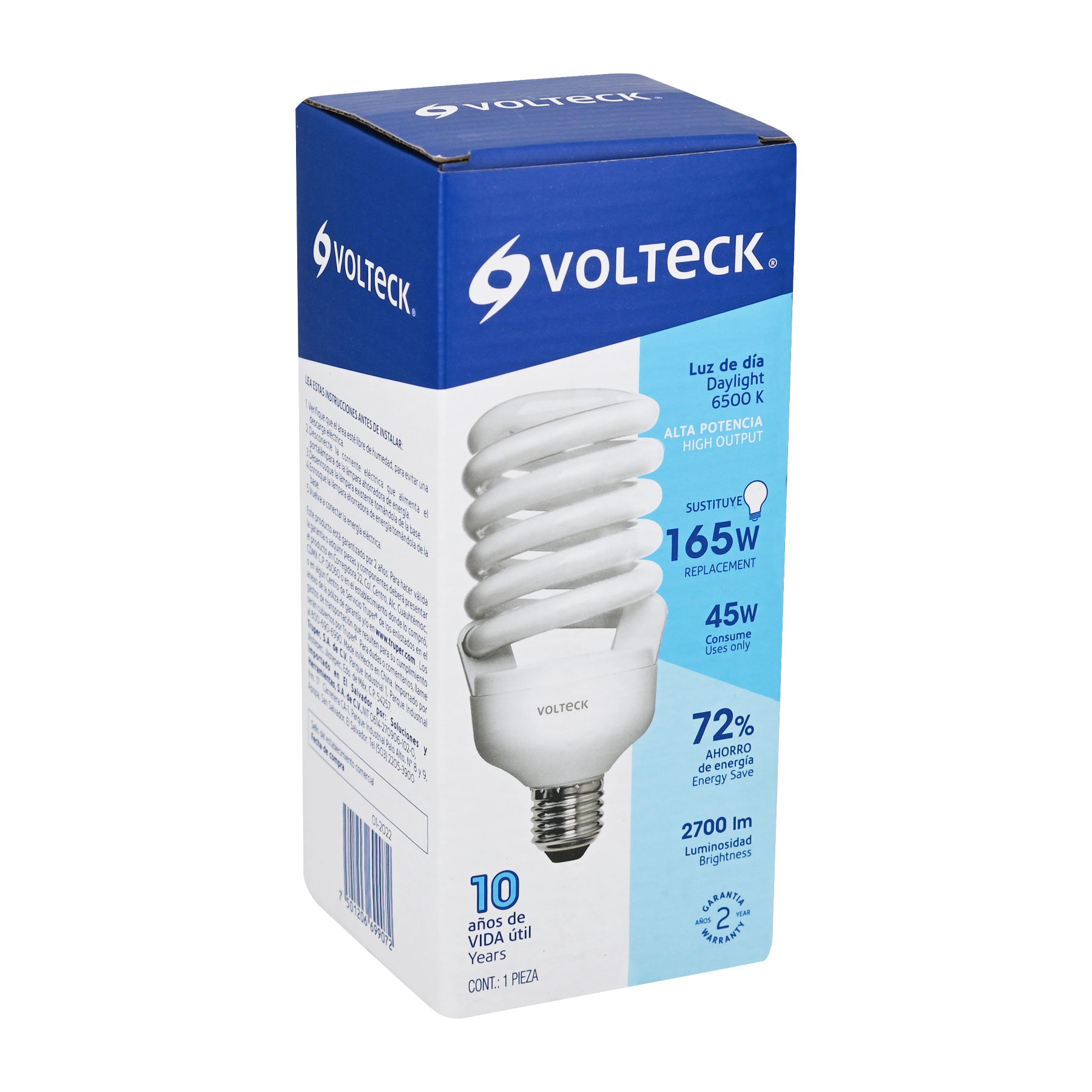 Lámpara espiral T4 45 W alta potencia luz de día, caja | F-45E4 | 46828