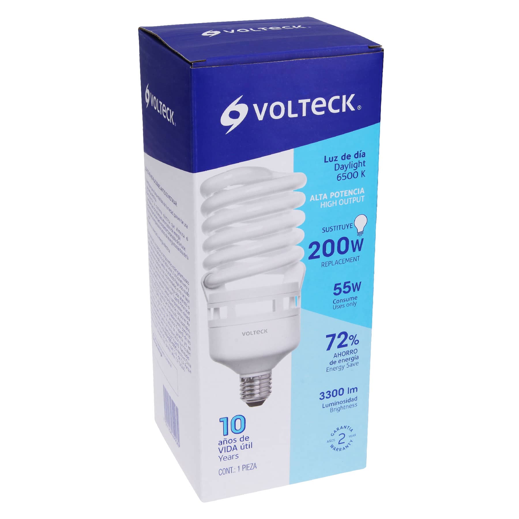 Lámpara espiral T4 55 W alta potencia luz de día, caja | F-55E4 | 46829