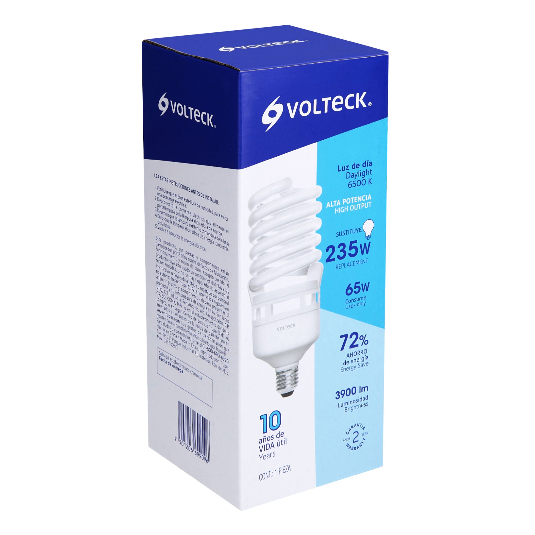 Lámpara espiral T4 65 W alta potencia luz de día, caja | F-65E4 | 46830