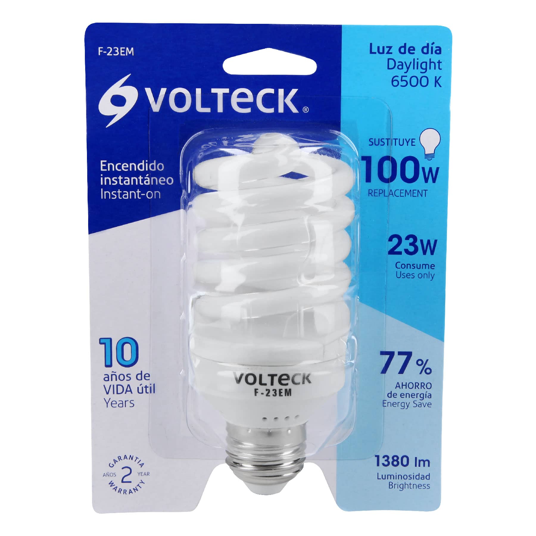 Lámpara espiral mini T2 23 W luz de día en blíster, Volteck | F-23EM | 46838
