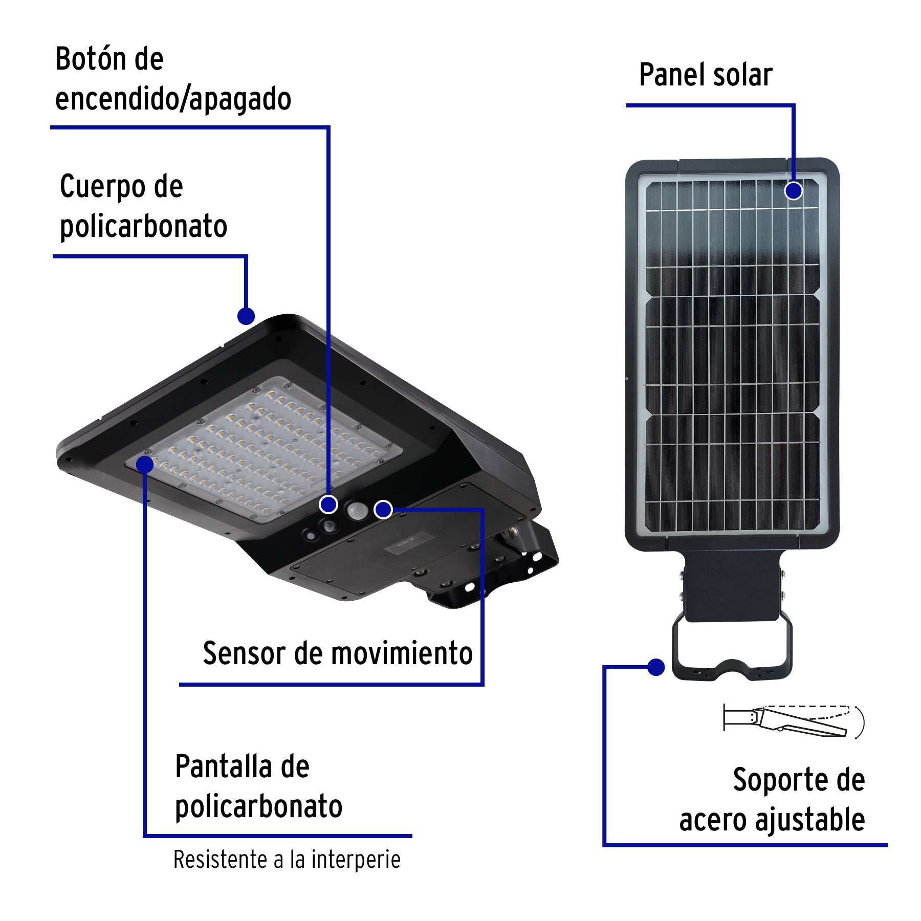 Luminario suburbano solar LED 40 W 6500 K con control remoto | SUB-903L | 46959