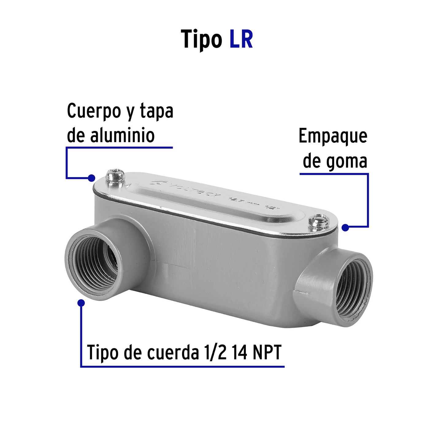 Condulet 1/2' conexión tipo LR, Volteck | COLET-1/2-LR | 46973