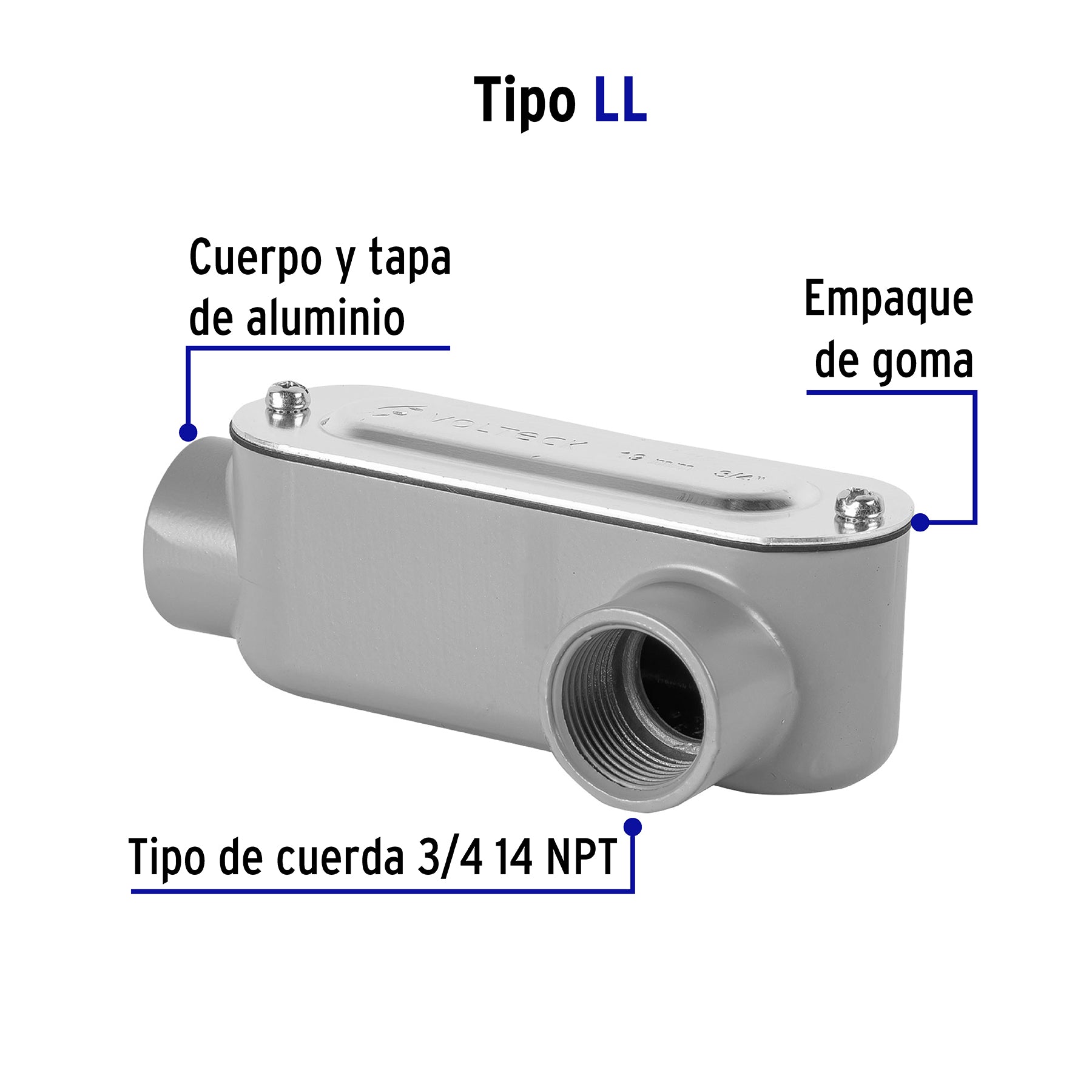 Condulet 3/4' conexión tipo LL, Volteck | COLET-3/4-LL | 46977