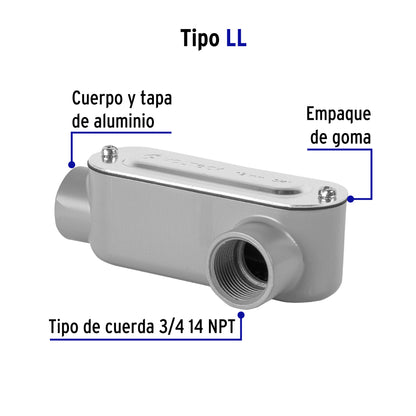 Condulet 3/4' conexión tipo LL, Volteck | COLET-3/4-LL | 46977