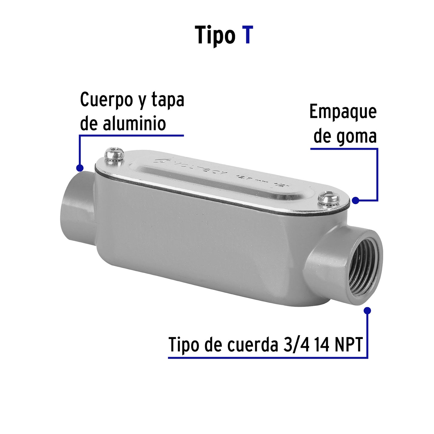 Condulet 3/4' conexión tipo T, Volteck | COLET-3/4-T | 46980