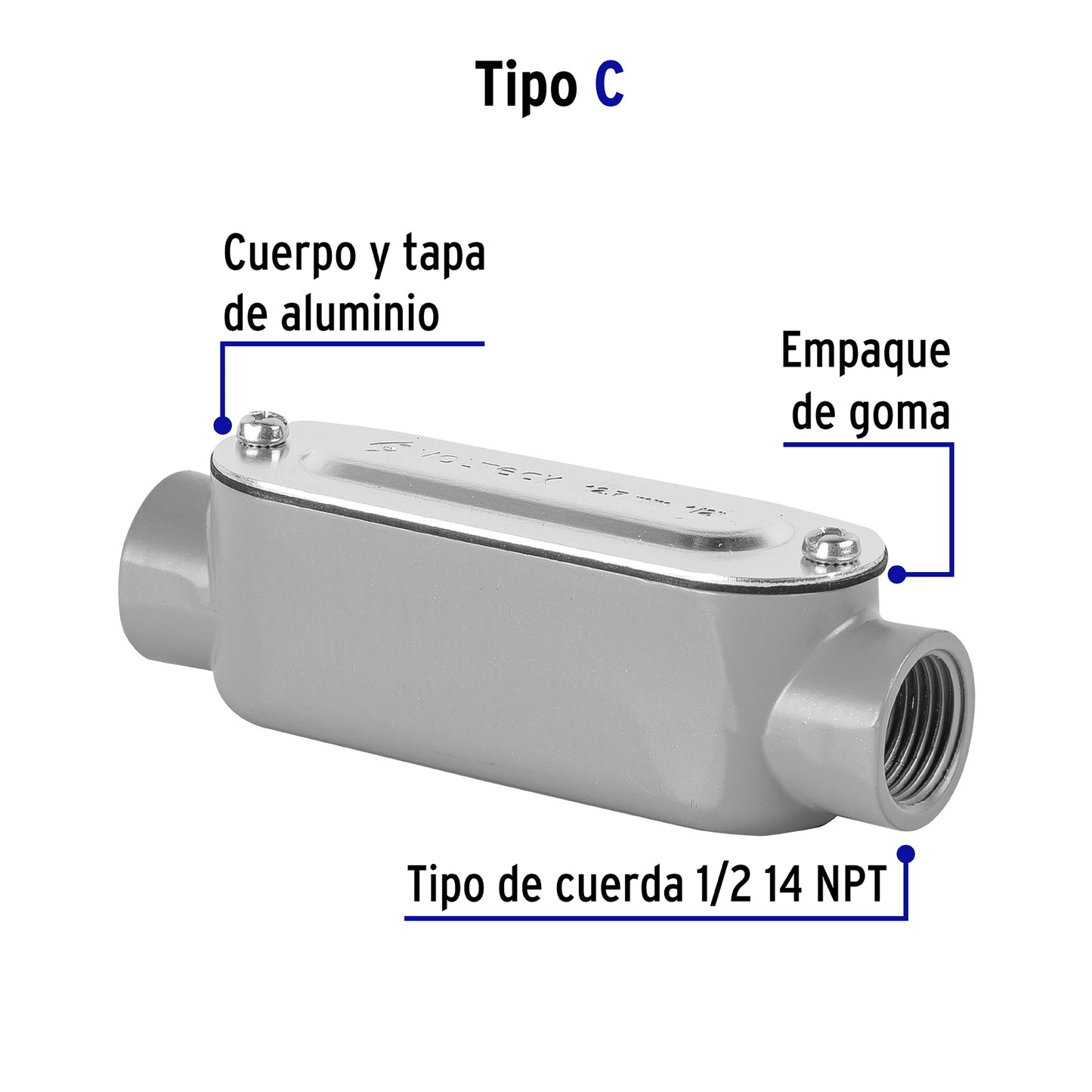 Condulet 1/2' conexión tipo C, Volteck | COLET-1/2-C | 46982