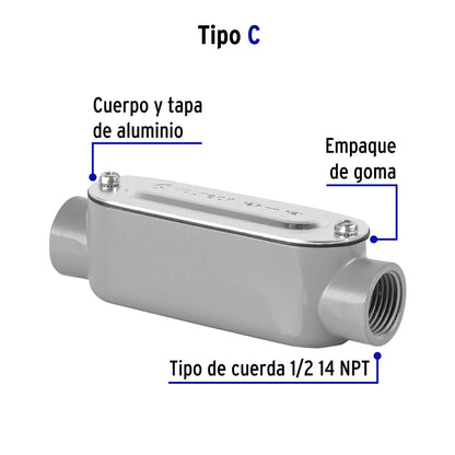 Condulet 1/2' conexión tipo C, Volteck | COLET-1/2-C | 46982