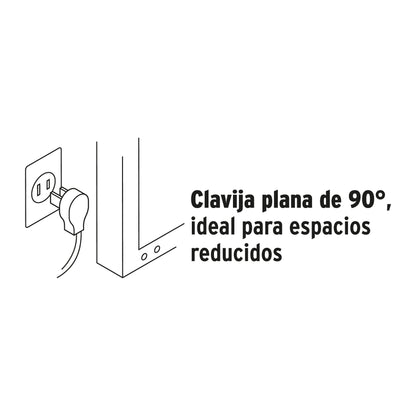 Extensión doméstica aterrizada 2 m blanca con clavija plana | EDA-2B | 46987