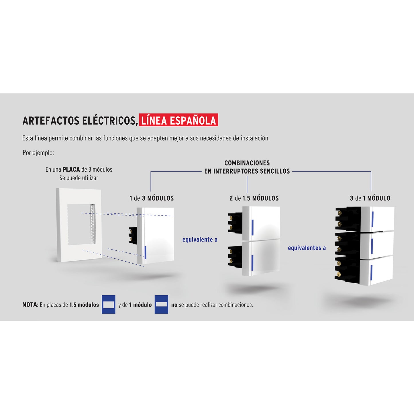Placa 1 ventana, 3 módulos, línea Española, color blanco | PPTR-EB | 47043
