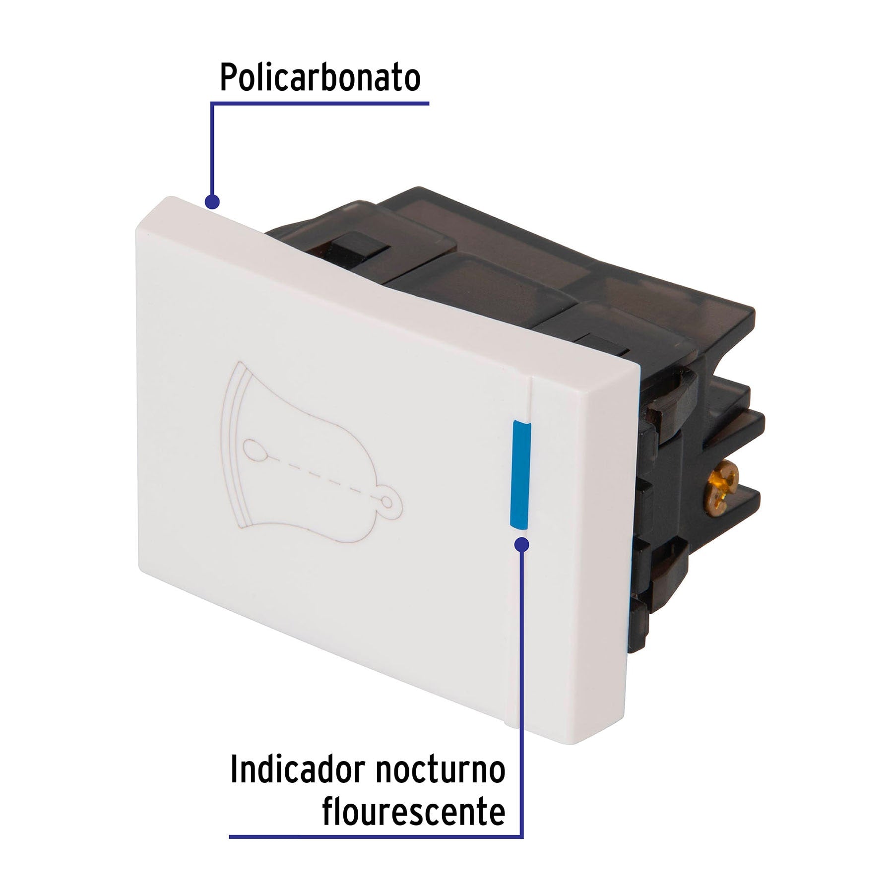 Interruptor para timbre, 1.5 módulos, línea Española, blanco | APTI15-EB | 47053