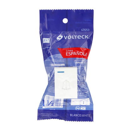 Interruptor para timbre, 1.5 módulos, línea Española, blanco | APTI15-EB | 47053