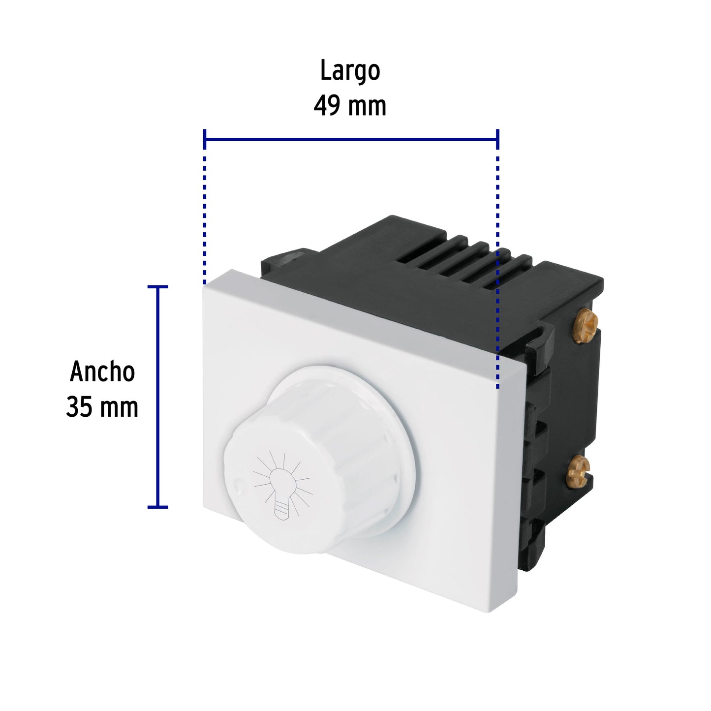 Dimmer giratorio, 1.5 módulos, línea Española, color blanco | DIM15-EB | 47054