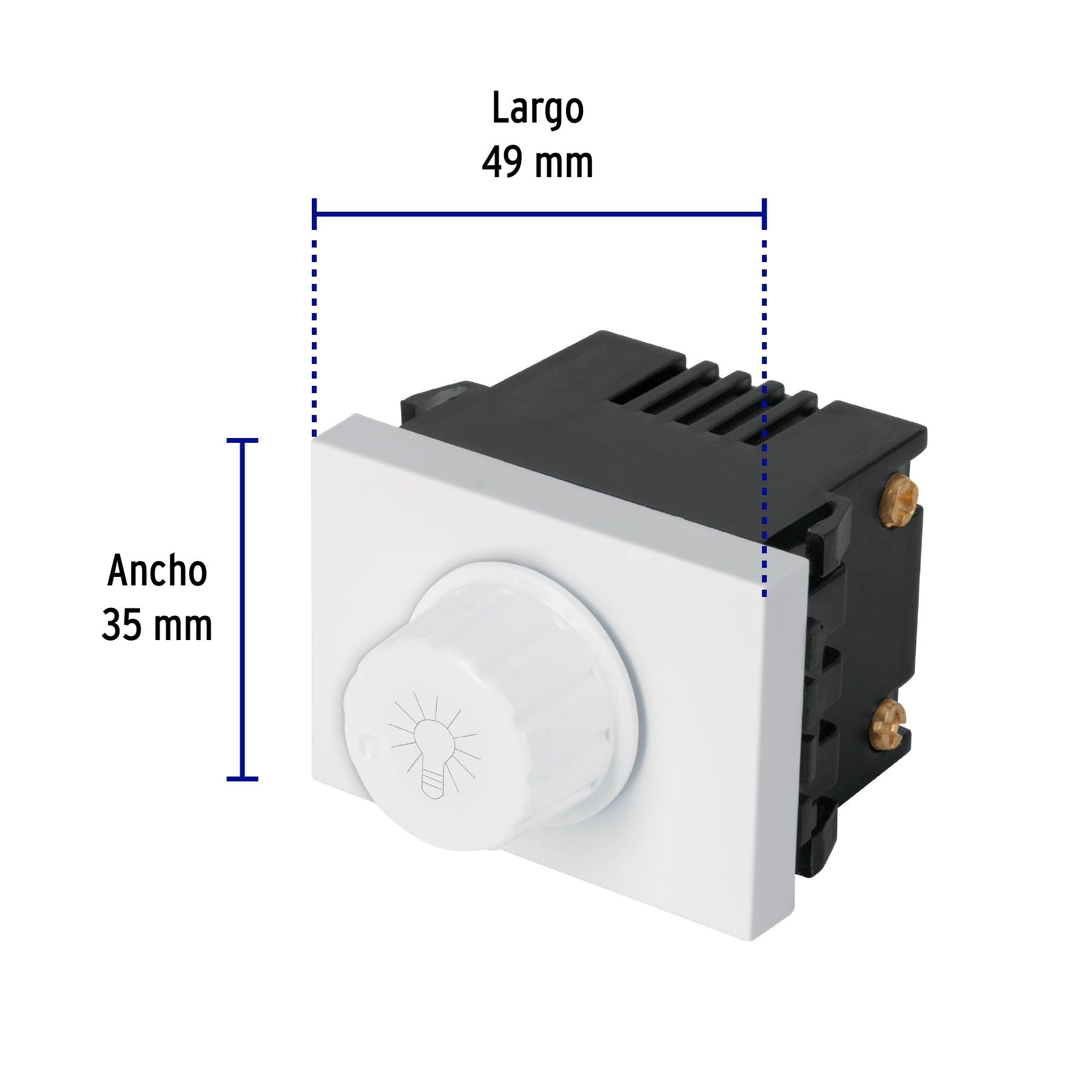 Dimmer giratorio, 1.5 módulos, línea Española, color blanco | DIM15-EB | 47054