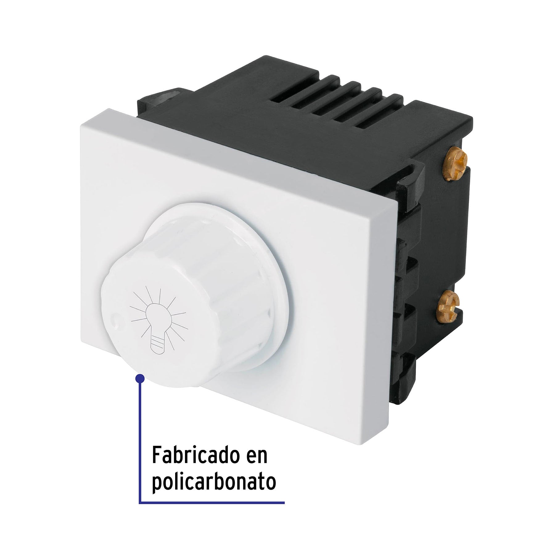 Dimmer giratorio, 1.5 módulos, línea Española, color blanco | DIM15-EB | 47054