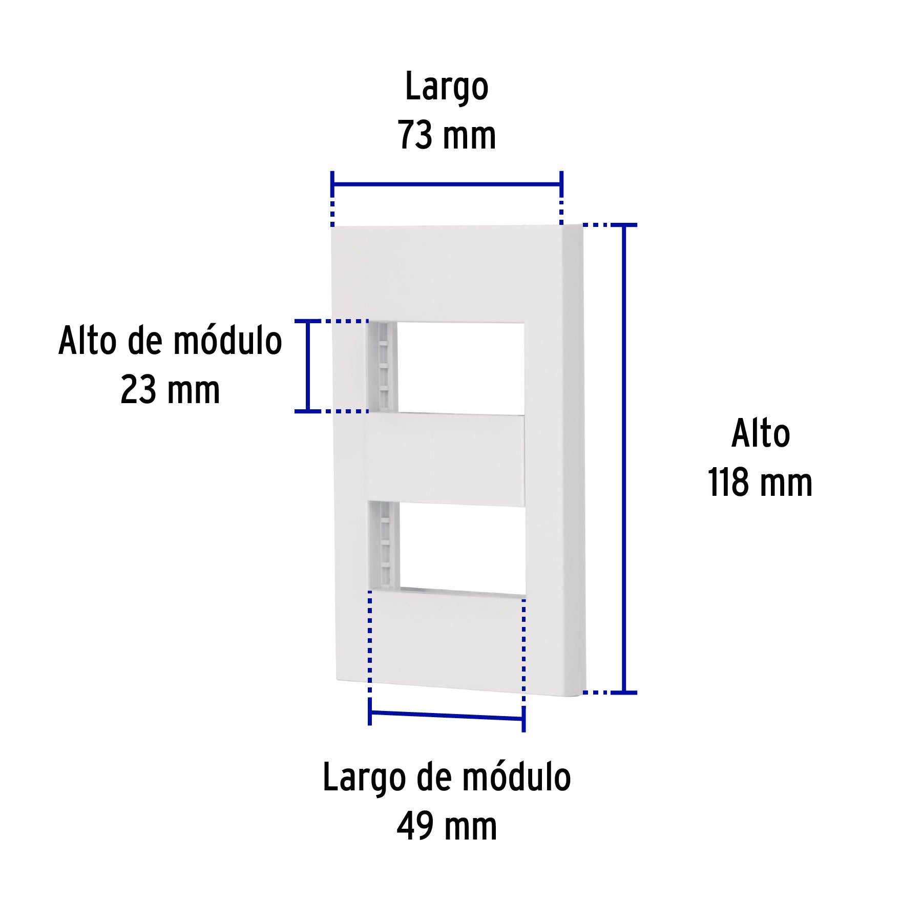Placa 2 ventanas, 1 módulo, línea Española, color blanco | PPDO-EB | 47063