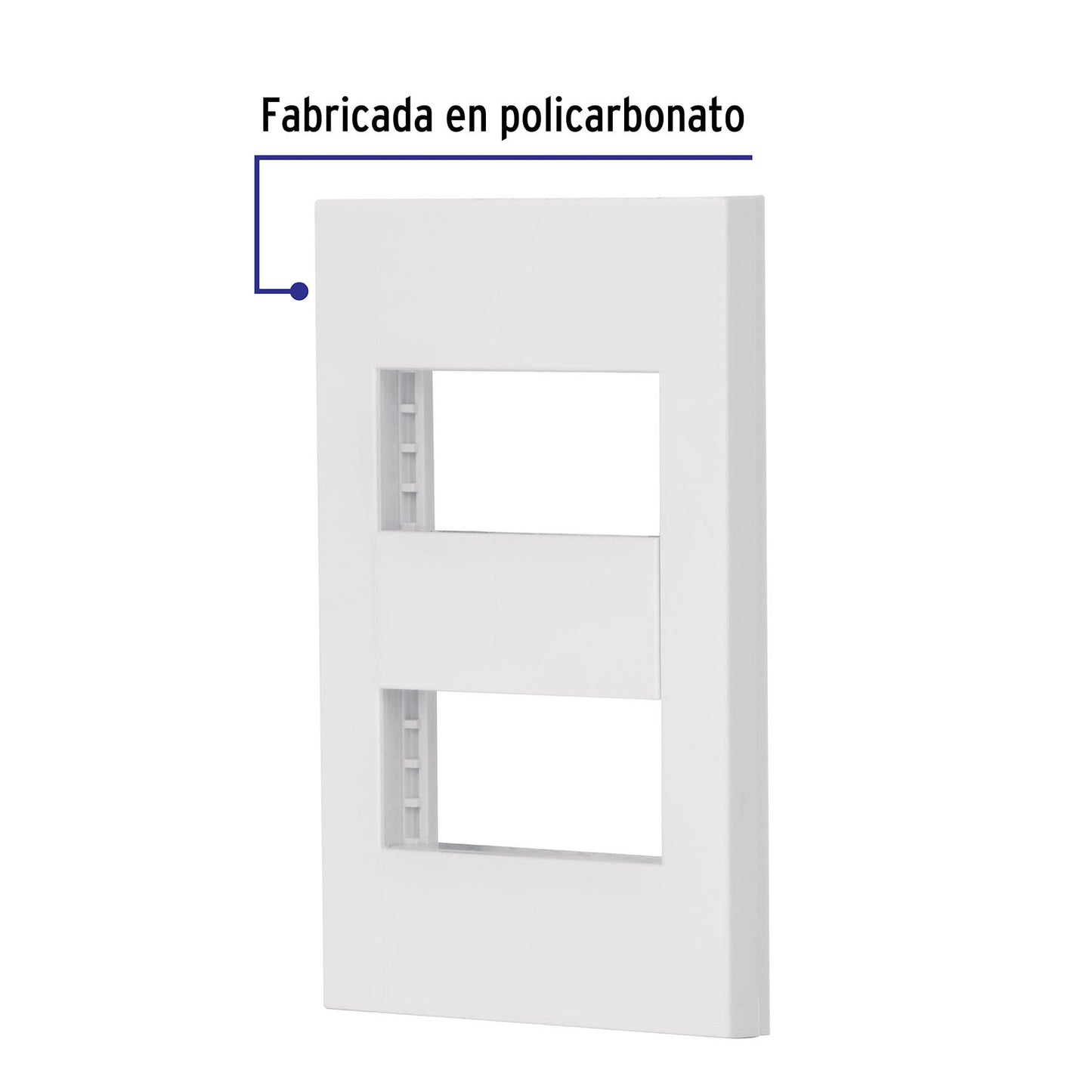 Placa 2 ventanas, 1 módulo, línea Española, color blanco | PPDO-EB | 47063