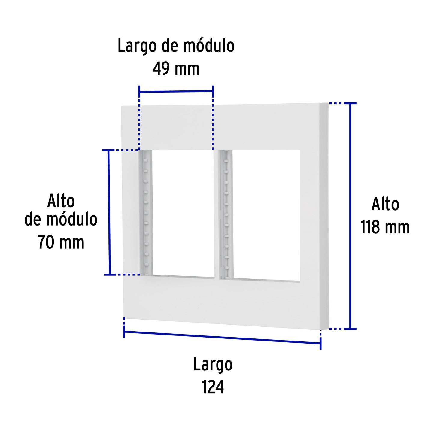 Placa 2 ventanas, 6 módulos, línea Española, color blanco | PP6M-EB | 47065