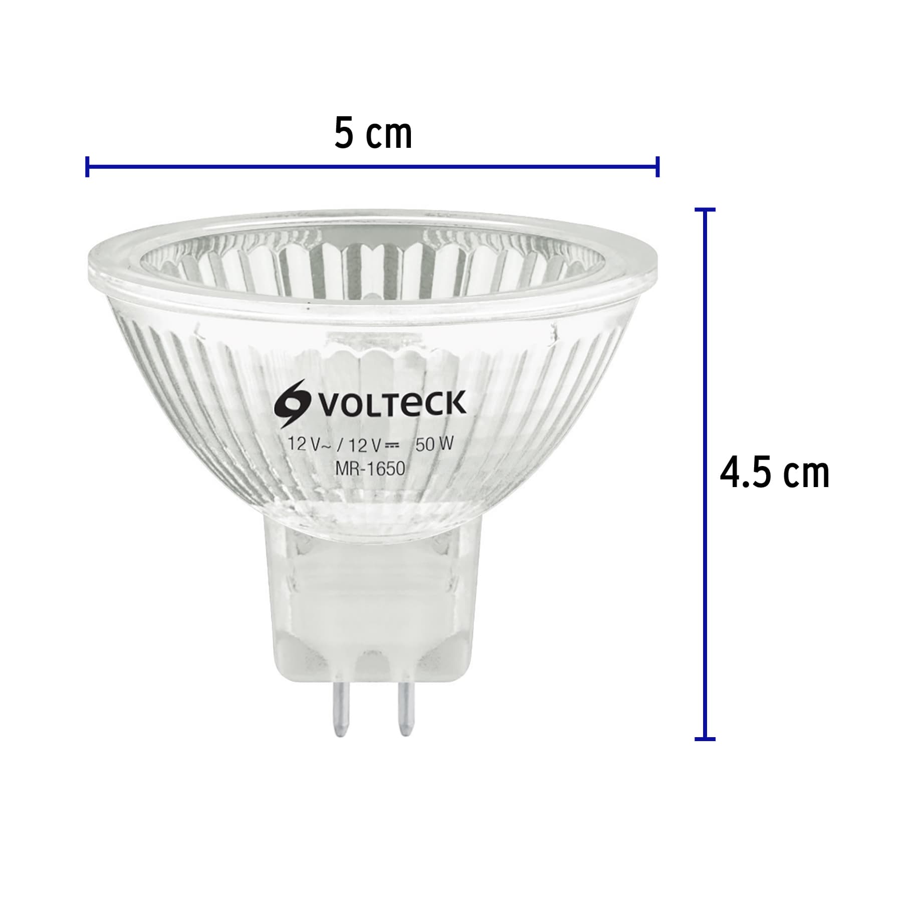 Lámpara de halógeno 50 W tipo MR 16 base GU5.3, Volteck | MR-1650 | 47253