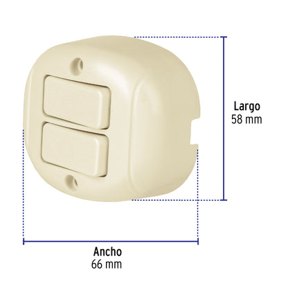 Interruptor de sobreponer dúplex, Volteck | APSO-D | 47355
