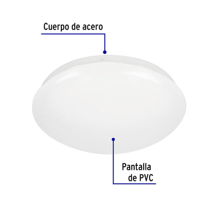 Luminario LED plafón decorativo 8W 6500K, liso, BASIC | PLA-100L | 47374