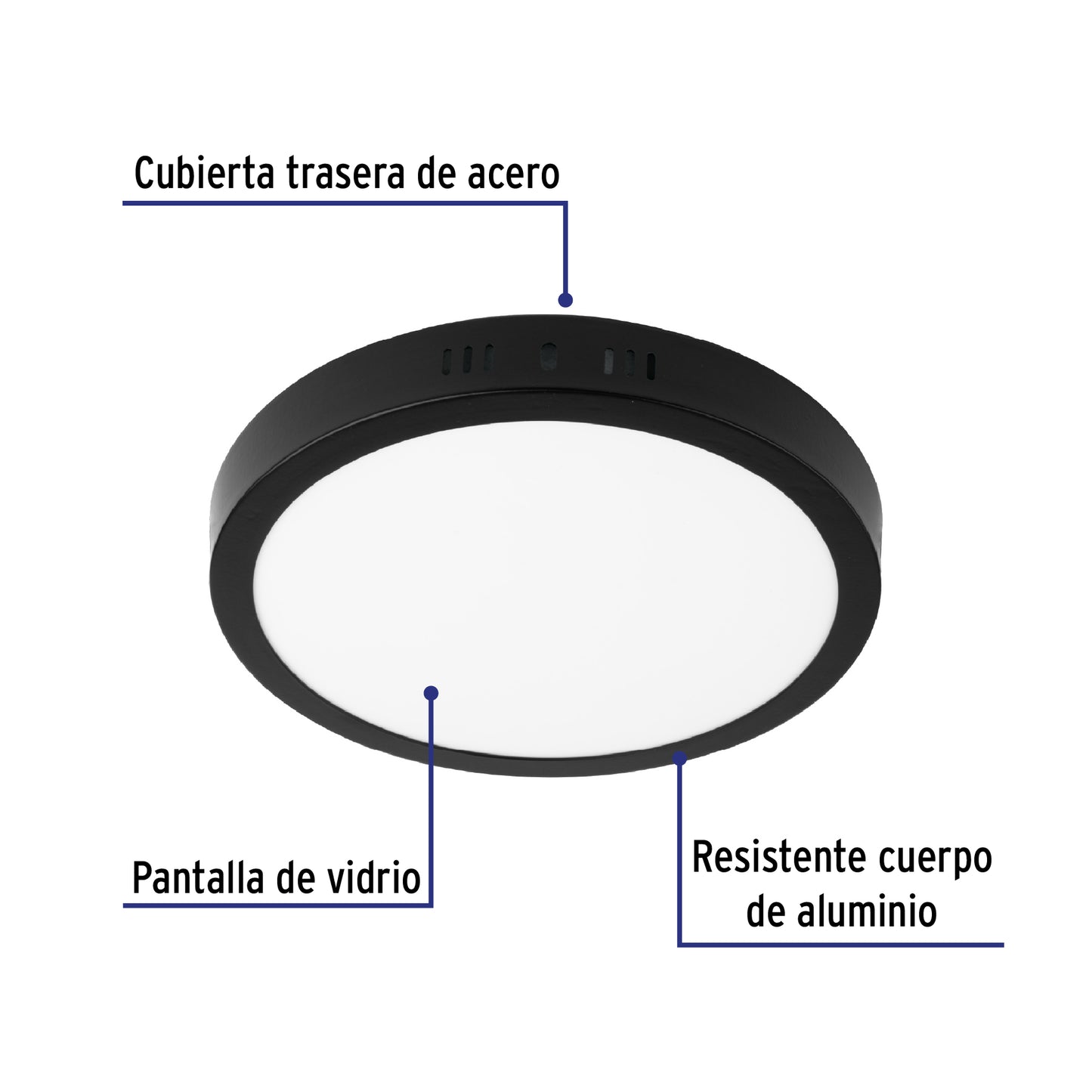 Luminario LED plafón 18W 6500K, redondo, negro, VOLTECK | PLA-227L | 47397