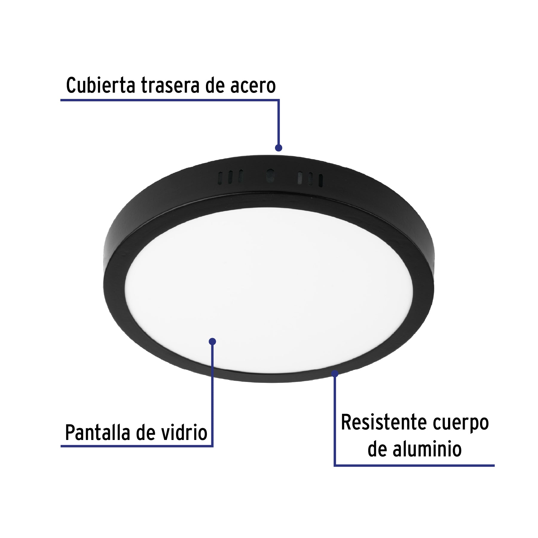 Luminario LED plafón 18W 6500K, redondo, negro, VOLTECK | PLA-227L | 47397