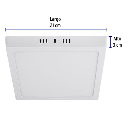 Luminario LED plafón 18W 6500K, cuadrado, blanco, VOLTECK | PLA-212L | 47444