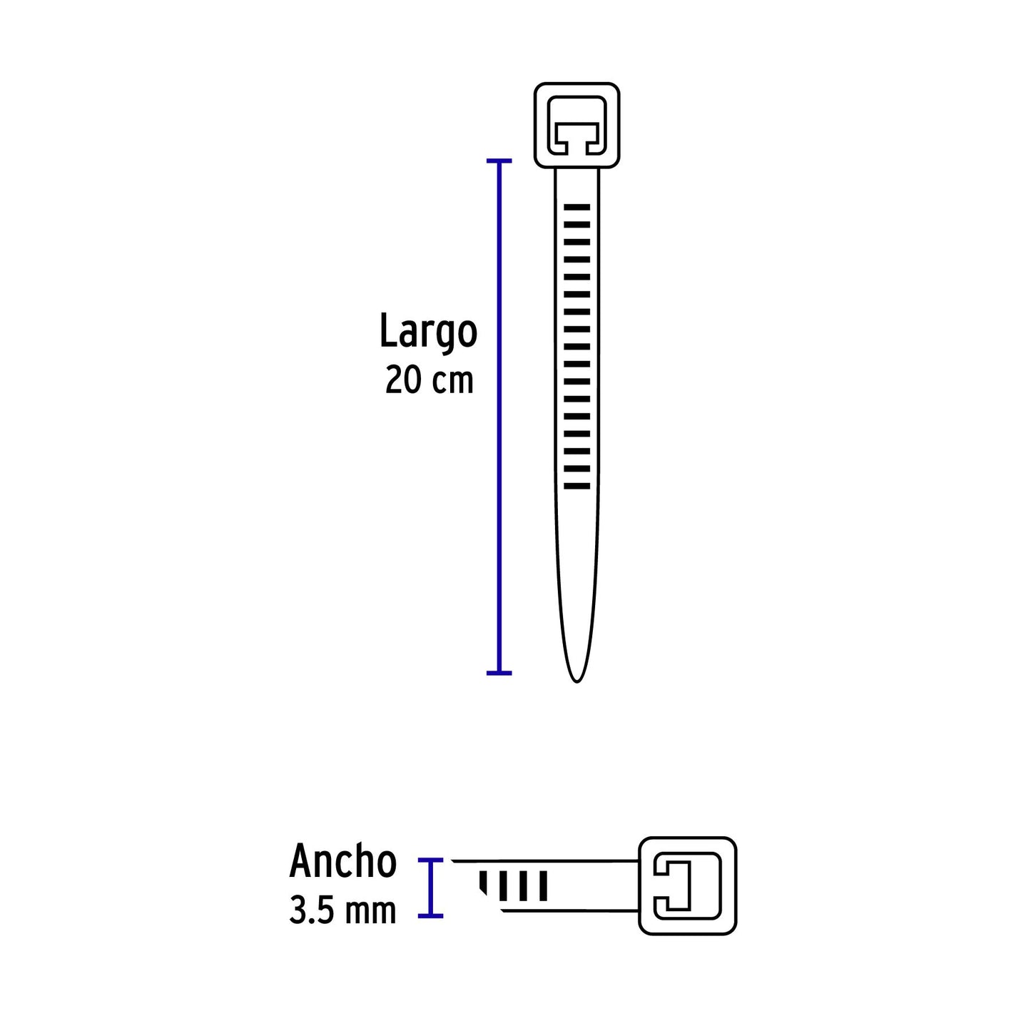 Bolsa con 1000 cinchos plásticos 40lb, 200x3.5 mm, naturales | CIN-4020-M | 47461