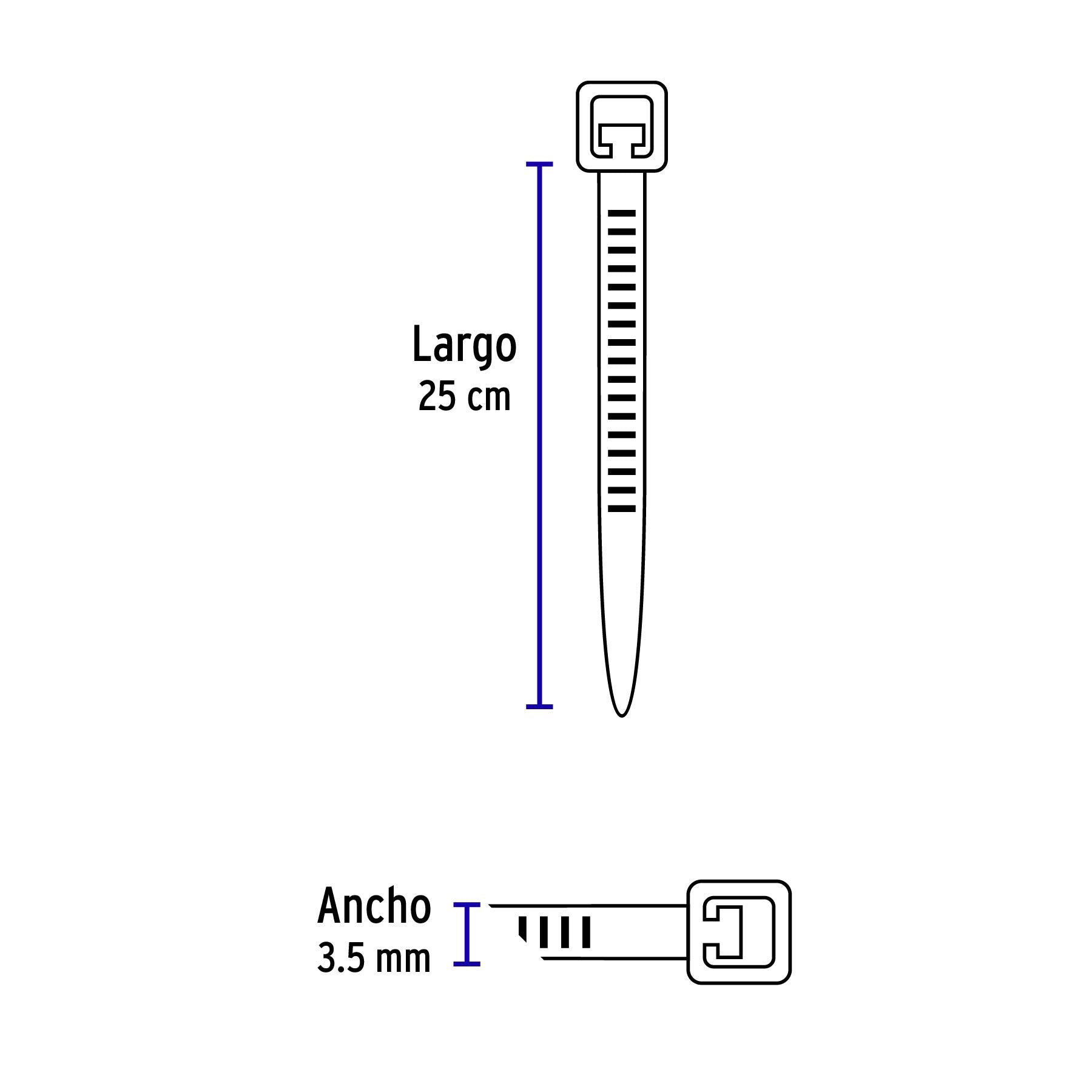 Bolsa con 1000 cinchos plásticos 40lb, 250x3.5 mm, naturales | CIN-4025-M | 47462