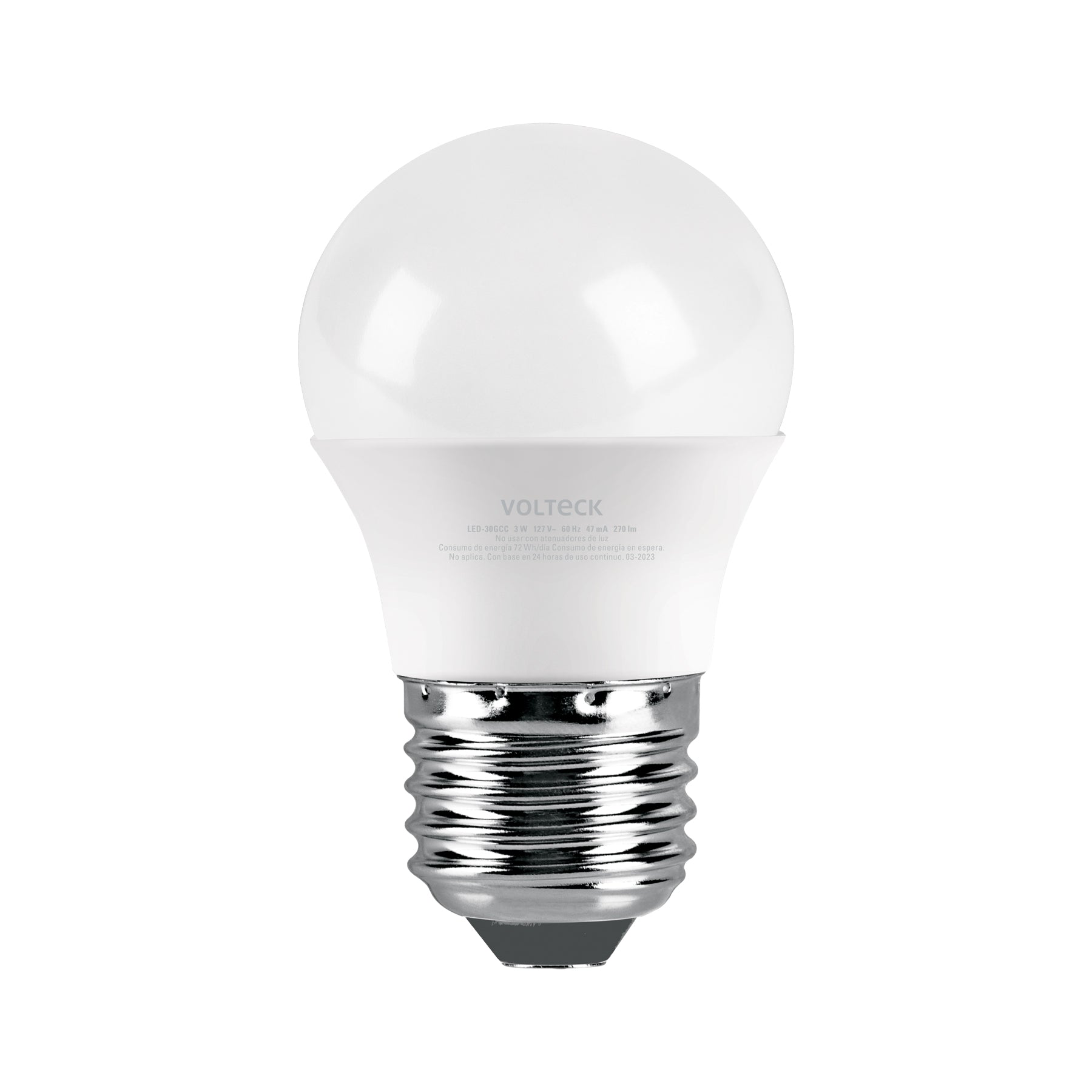 Lámpara LED G45 3 W (equiv. 25 W), luz cálida, caja, Volteck | LED-30GCC | 47543
