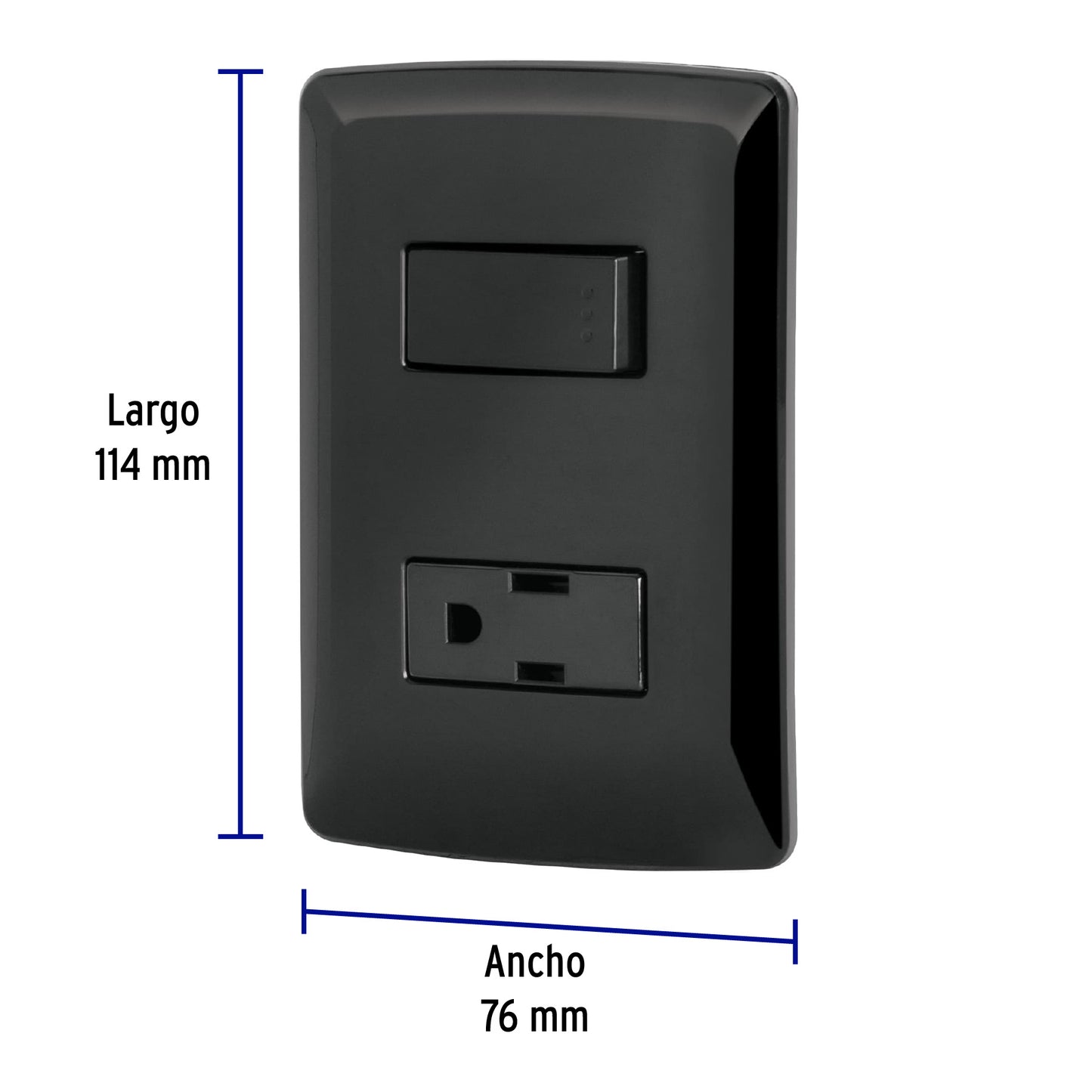 Placa armada contacto e interruptor, negro, línea Italiana | PA-APCO-IN | 47591