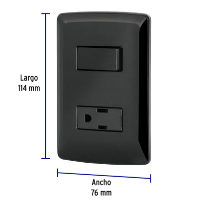 Placa armada contacto e interruptor, negro, línea Italiana | PA-APCO-IN | 47591