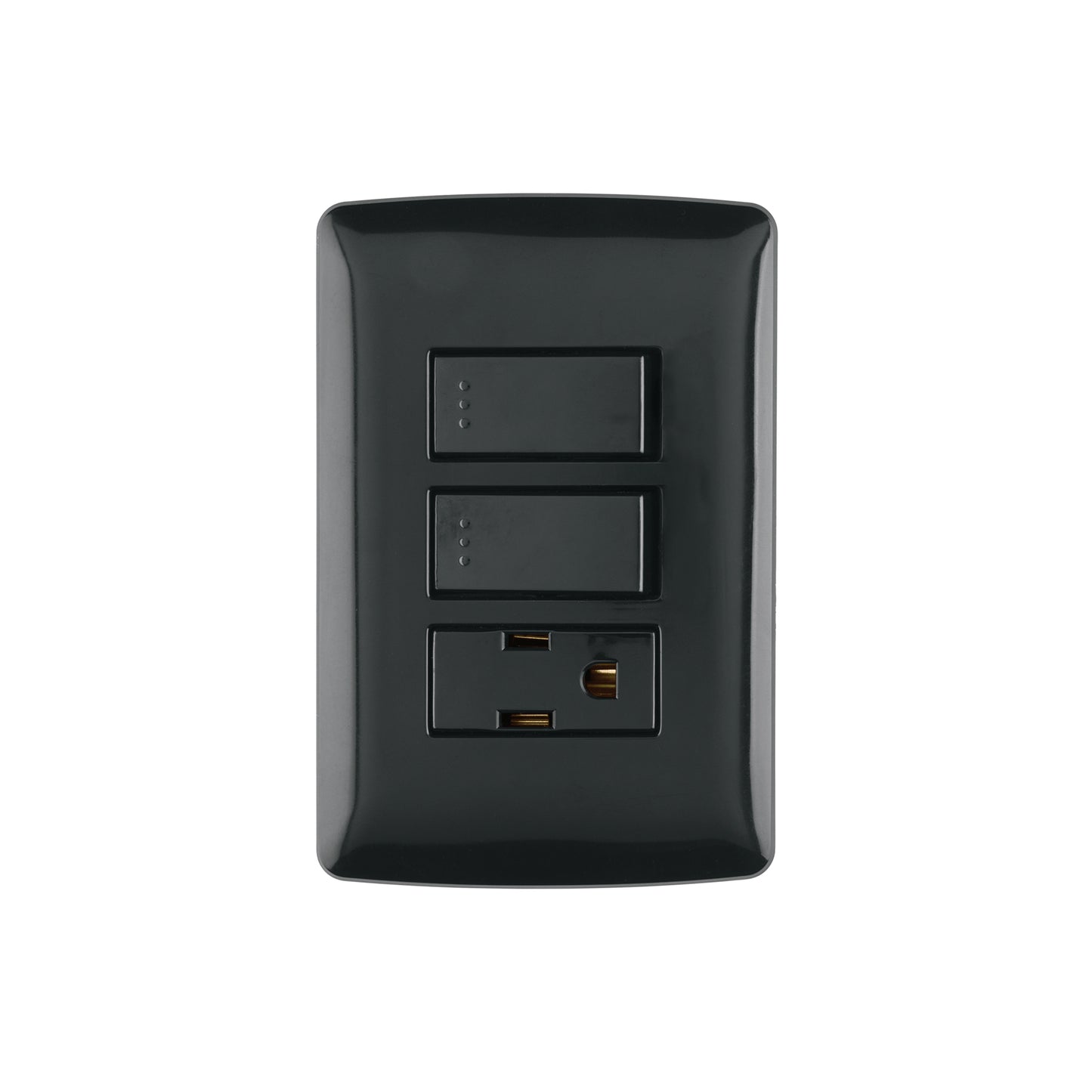 Placa armada contacto 2 interruptores,negro, línea Italiana | PA-APCO-I2N | 47592