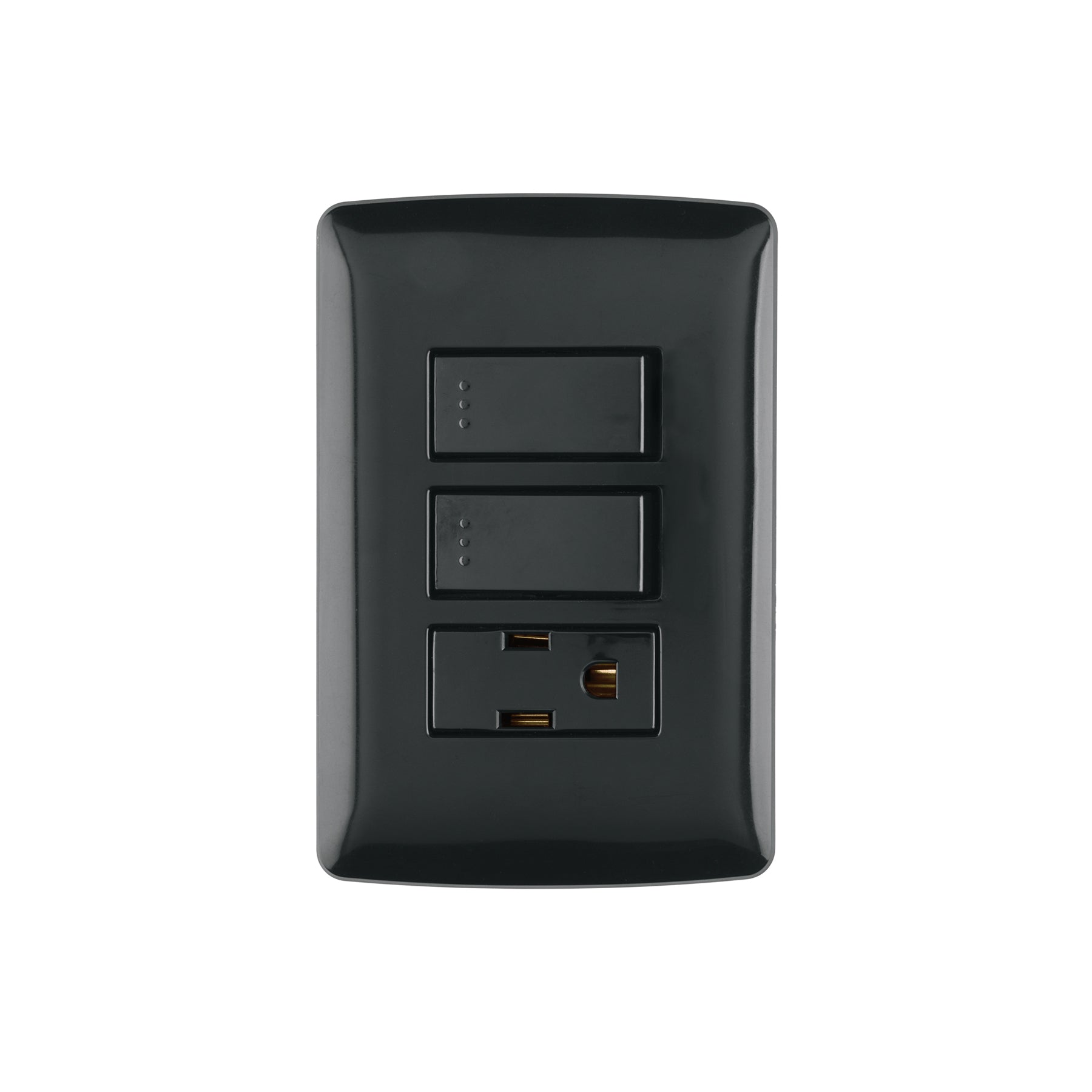 Placa armada contacto 2 interruptores,negro, línea Italiana | PA-APCO-I2N | 47592