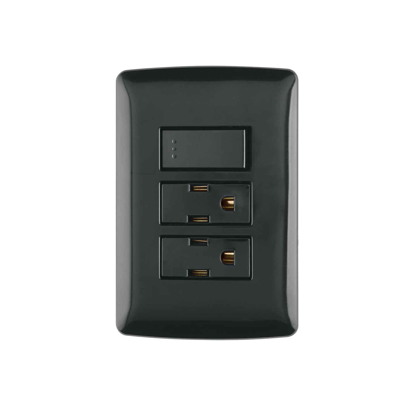 Placa armada 2 contactos e interruptor,negro, línea Italiana | PA-APCO-I3N | 47593